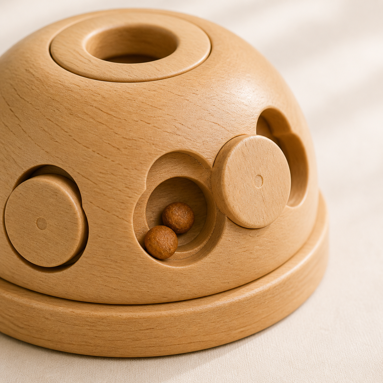Wooden Slow Feeder Puzzle Dome - 03 detail